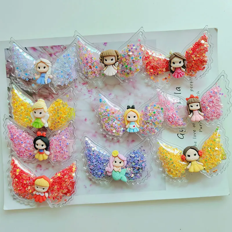 

5pcs/lot New arrival Girl hair clip Quicksand angel wings Princess hairpin Lovely children's hair accessories
