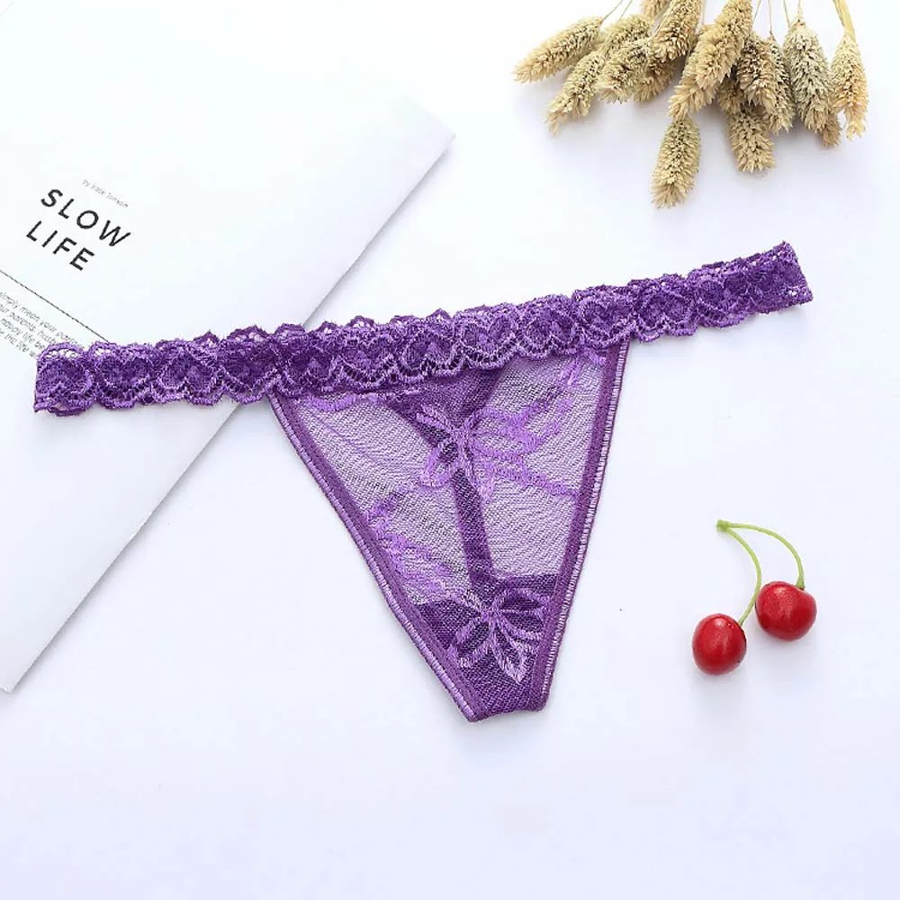 

Women's G-String Thong Transparent Panties Lace Flower Underwear Sexy Briefs Underpants 7 Colors