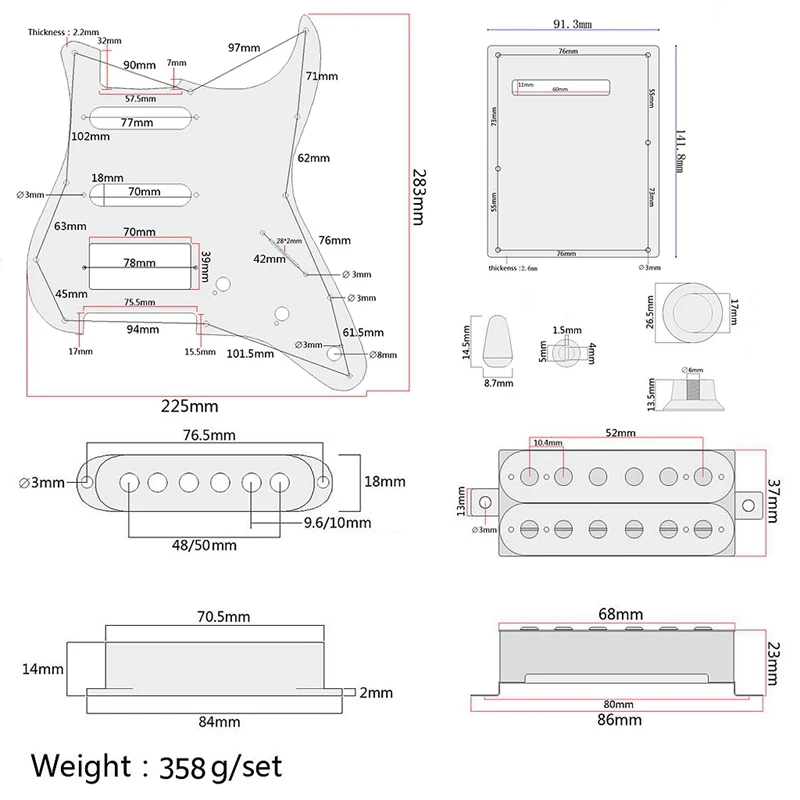 Предварительно загруженный SSH для гитары Деревянный из клена Pickguard Alnico V пикапы ST