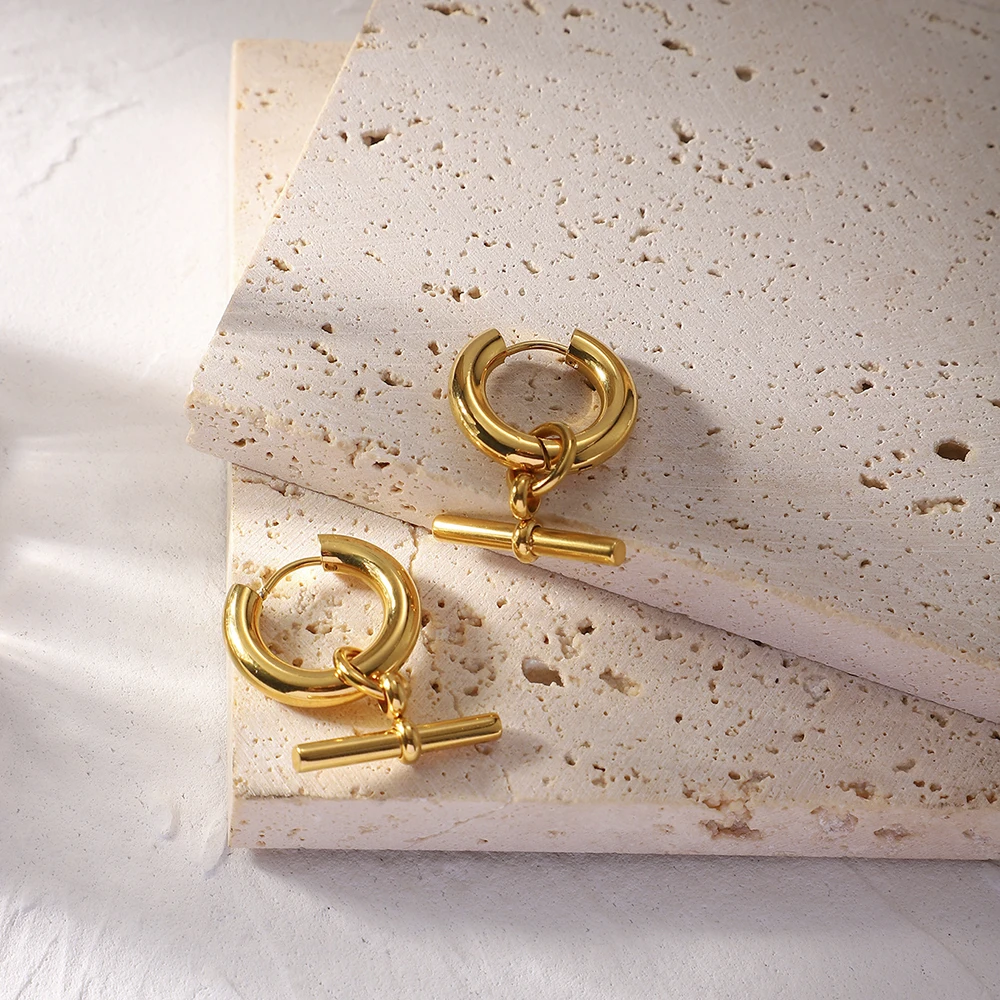 

Женские Геометрические серьги-капельки FANSHIDI, серьги из нержавеющей стали с покрытием из 18-каратного золота, модные ювелирные украшения