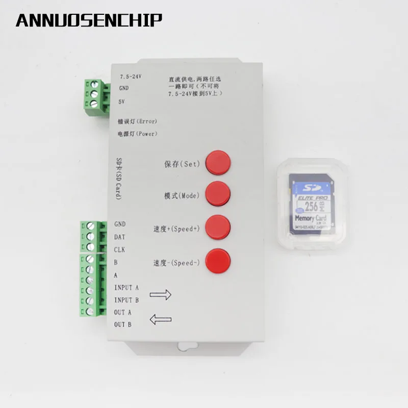 Светодиодный контроллер RGB T1000S для SD-карты и пикселей WS2801 WS2811 WS2812B LPD6803