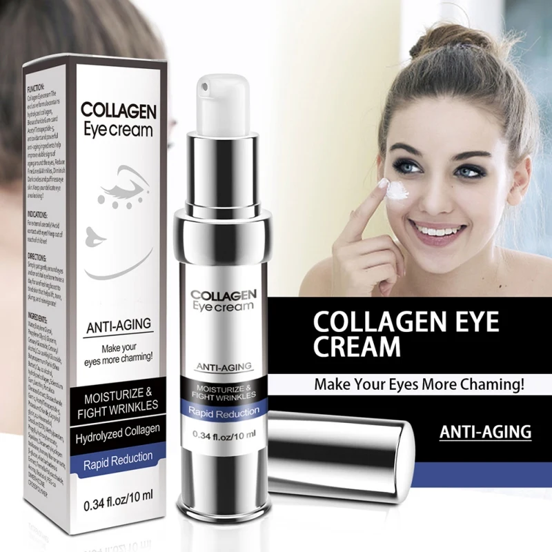 

10ml Collagen Eye Anti-aging Anti-wrinkle Cream Moisturizing Remove Dark Circle Lighten Fine Lines Whitening Eye Care Creams