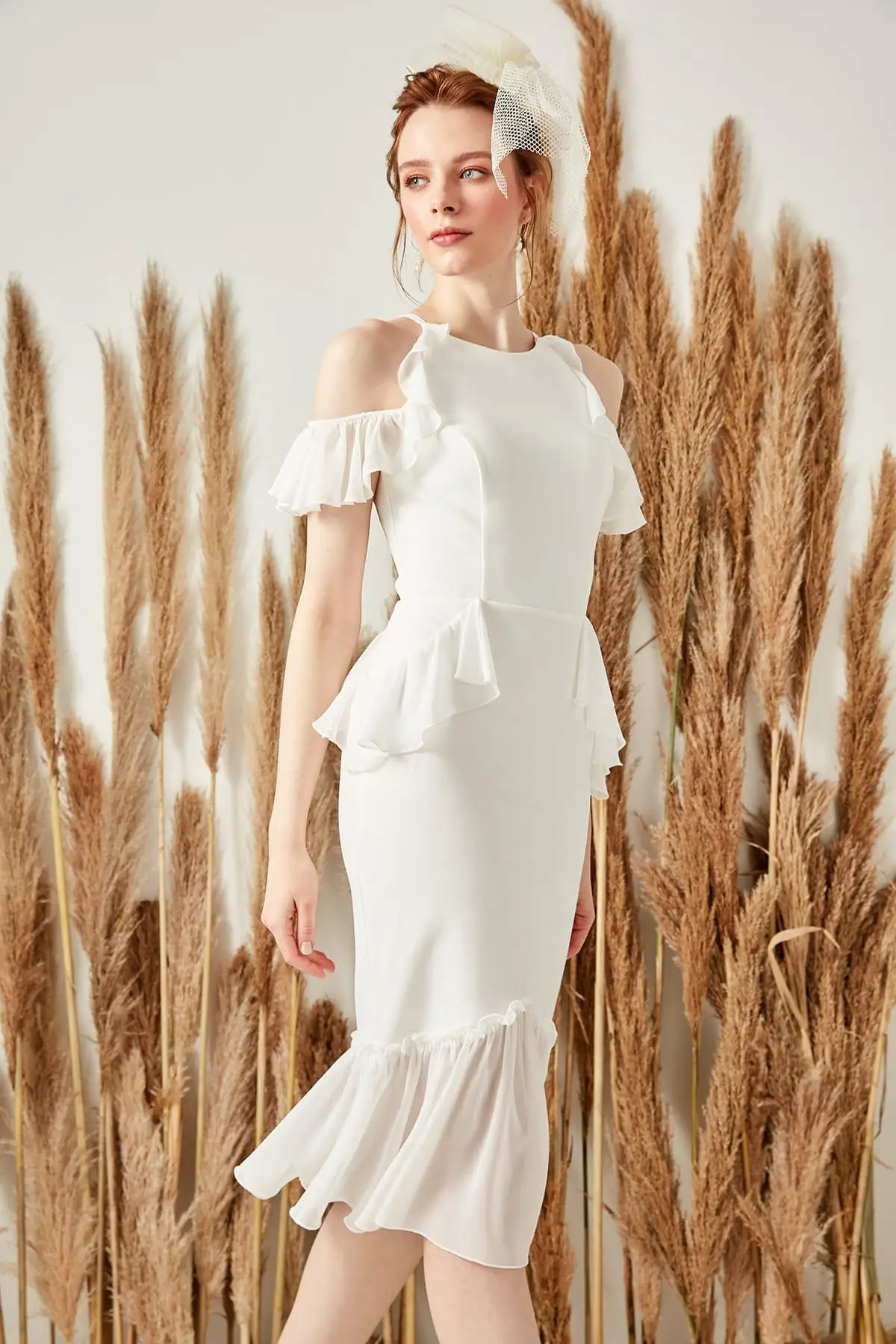 Trendyol экрю маховик Деталь Платье TPRSS19BK0024|Женские платья| |