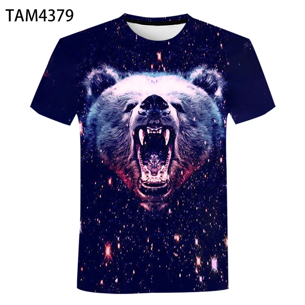 Футболка с изображением медведя в стиле Харадзюку лето 2021 мужская и женская