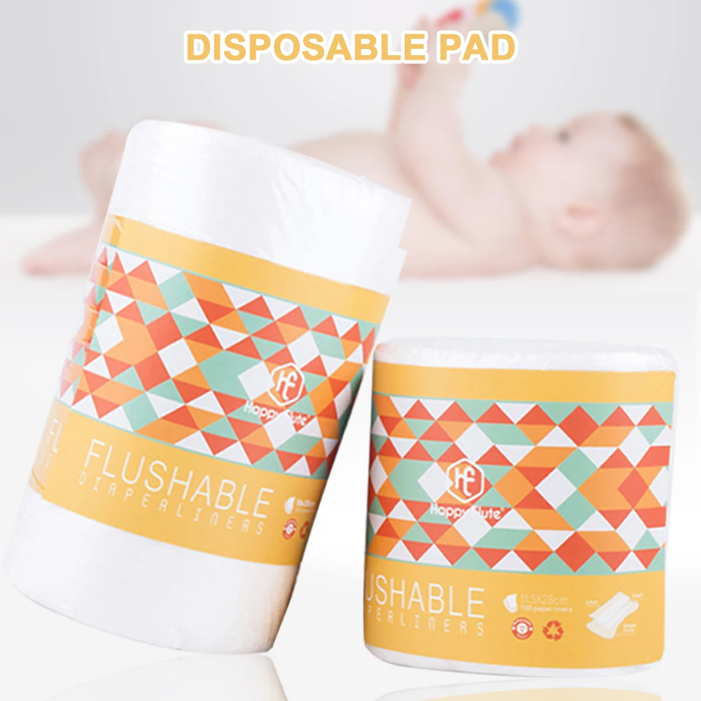 

Happyflute 100% Biodegradable & Flushable diaper liners disposable cloth diaper liners 100 sheets per roll