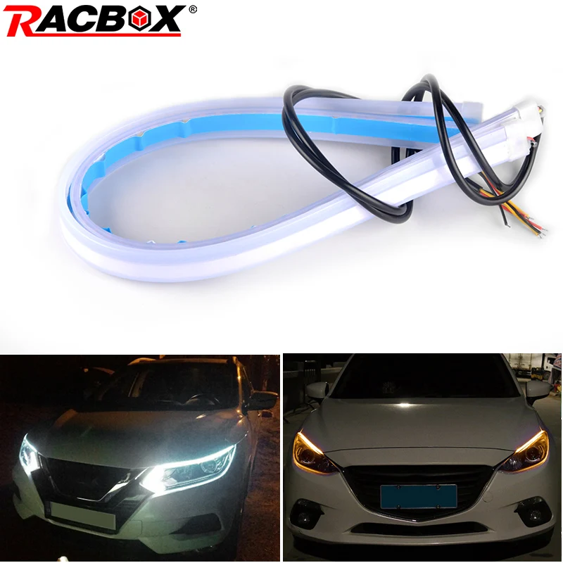 30 см 45 60 автомобильная светодиодная трубка мягкая полоса белый янтарный