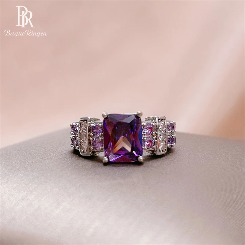 

Bague Ringen Vintage Purple Gemstones Rings For Women Finger Ring Engagement Female Fashion Jewelry Dating Party Gifts