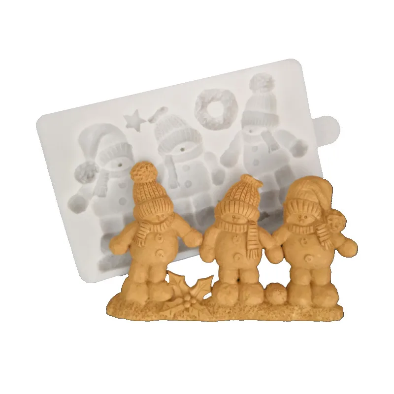 НОВАЯ РОЖДЕСТВЕНСКАЯ силиконовая форма в виде снеговика для помадки инструмент