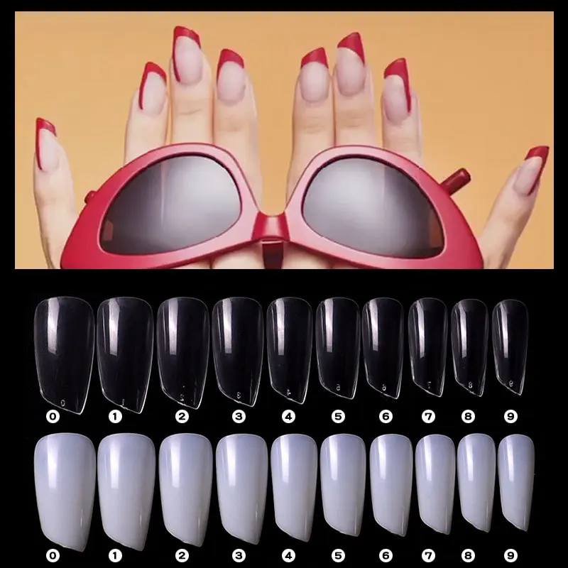 500 шт./пакет наклонная накладные ногти полное покрытие ногтей Натуральный