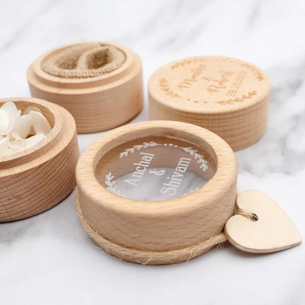 Коробка для свадебных колец Персонализированная деревянная коробка простой