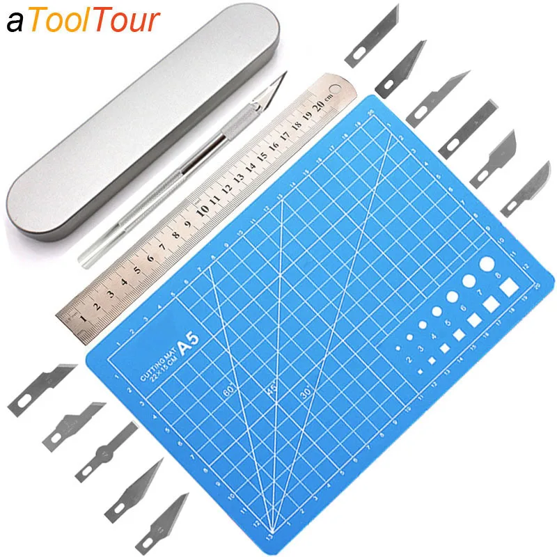 

Инструмент для ремонта, металлический Скальпель с заменяемым лезвием, нож для хобби, нож для гравировки, коврик для резки, линейка, ремесло, ножи для резьбы по печатной плате «сделай сам»