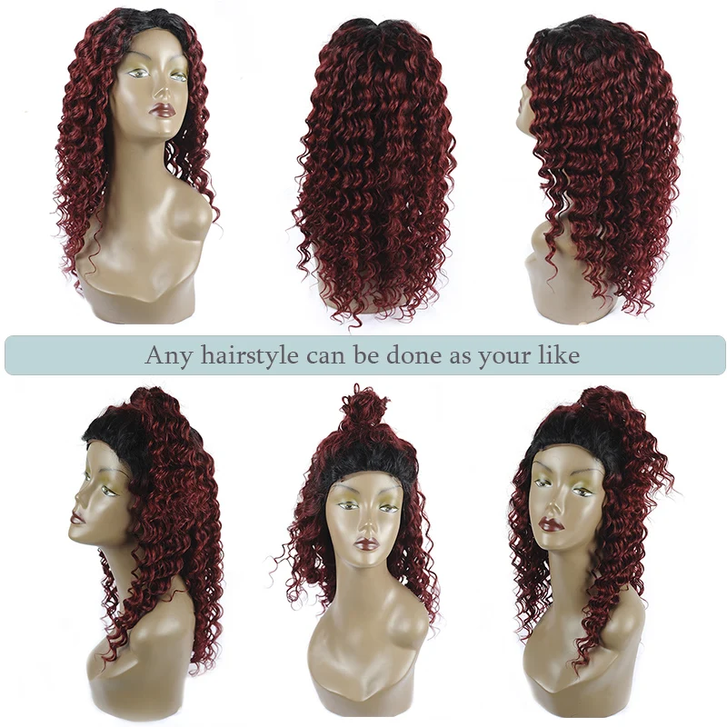 Ienvy 1B 99J перуанские парики из натуральных волос глубокая волна 4X4 парик кружева