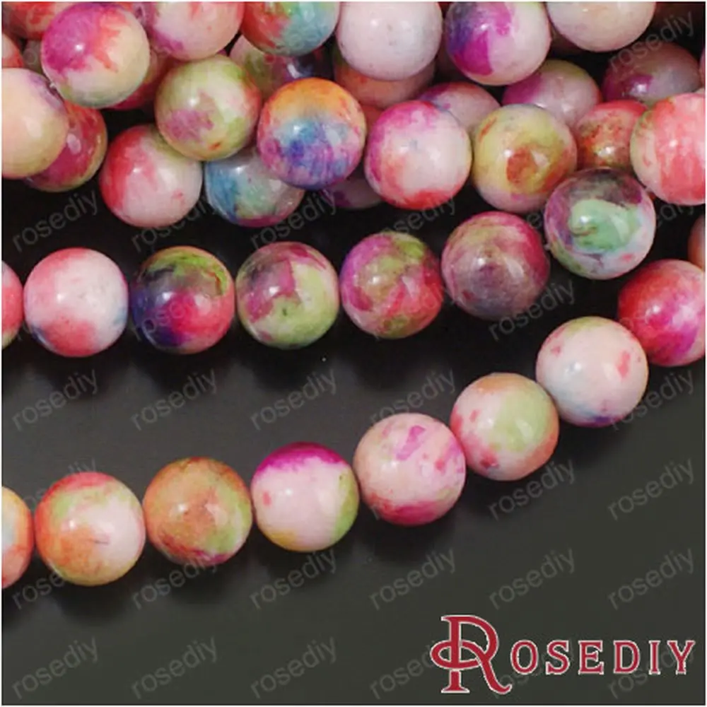 

Wholesale 10mm Dyeing Colors Round Natural Stone Beads Diy Jewelry Findings Accessories Roughly 40 pieces(JM5861)