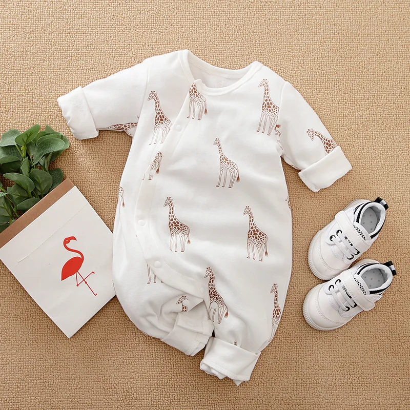 

Newborn Clothes Baby Boy Romper Designer Clothing Cartoon Giraffe Print Long Sleeve Jumpsuits Bodysuit Outfits 0 3 6 9 12 Months