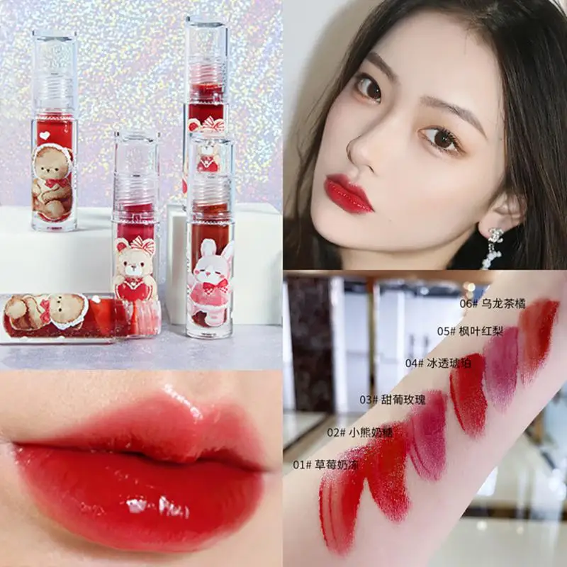 

MANSILY 6 Colors Bibang Water Mirror Lip Glad Mirror Glass Water Mist Lip Case Kaguchi Lipstick For Female Makeup Cosmetic TSLM1