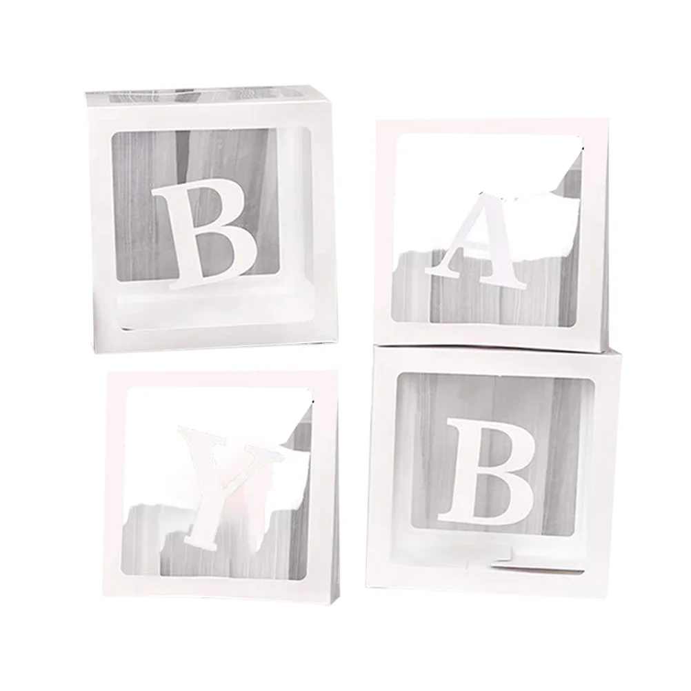 

4pcs Baby Letters Printing Balloon Boxes Party Backdrop Box Favor Balloon Box