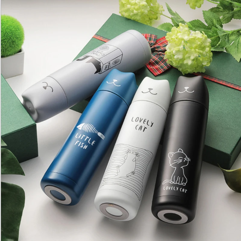 

Cat Thermos for tea Stainless Steel 500Ml Water Insulated Bottle Vacuum Flask Hot Water Thermal Cooler Travel Coffee Mug Cup