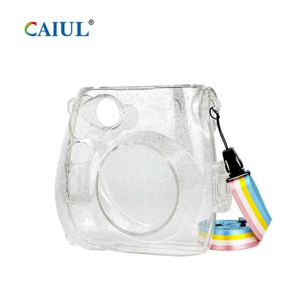 CAIUL мгновенная Камера сумка для Fujifilm Instax Mini7s/7c блестящая обложка прозрачный кристалл оболочки с красочным плечевым ремнем