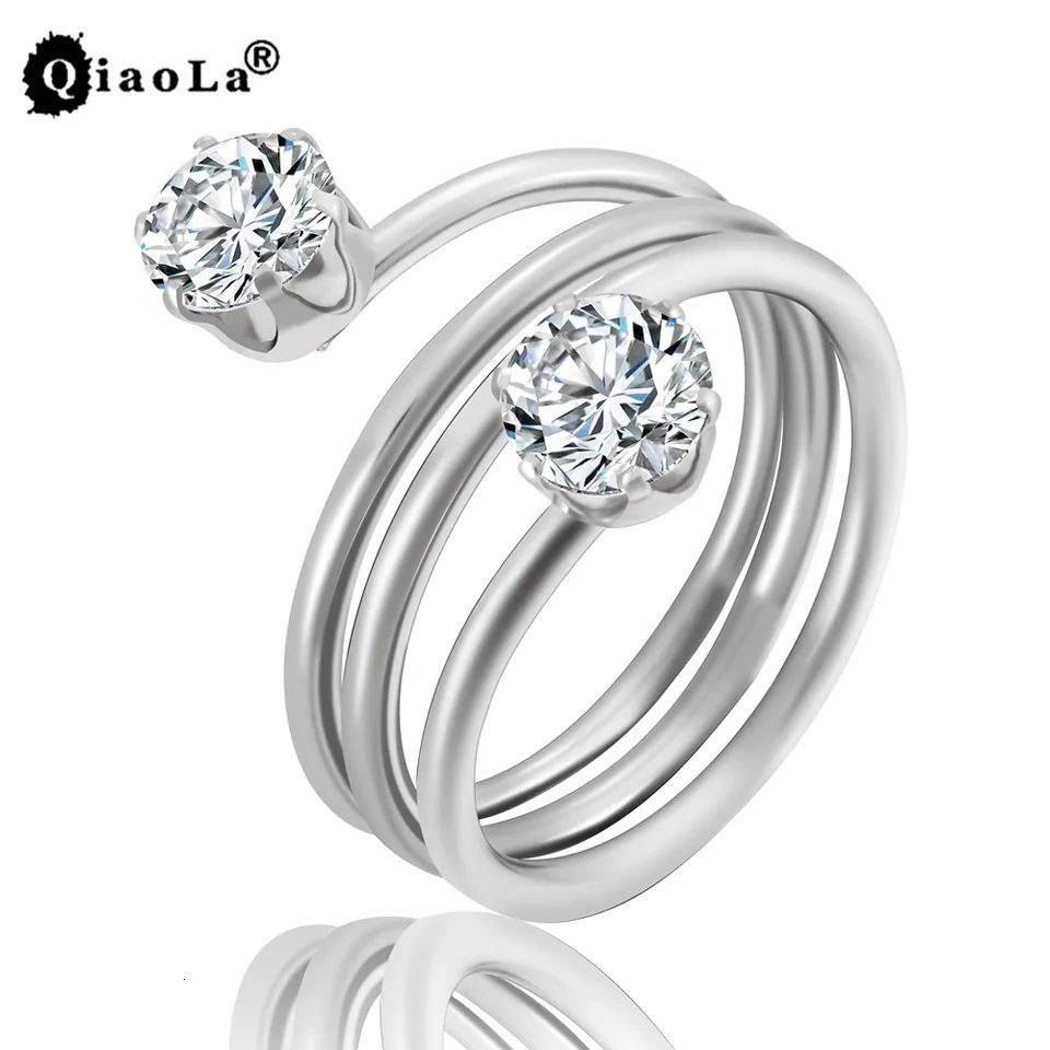 Qiao La Stainless Steel Gold/Silver Rings Charms Ring Wedding Rings for Women Minimalist Jewelry Bague Femme Anillos Mujer