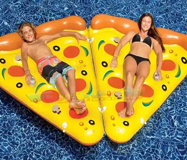 

New design kids and adults lounge pizza pool float island commercial water park toy boat inflatable floating island lounge raft