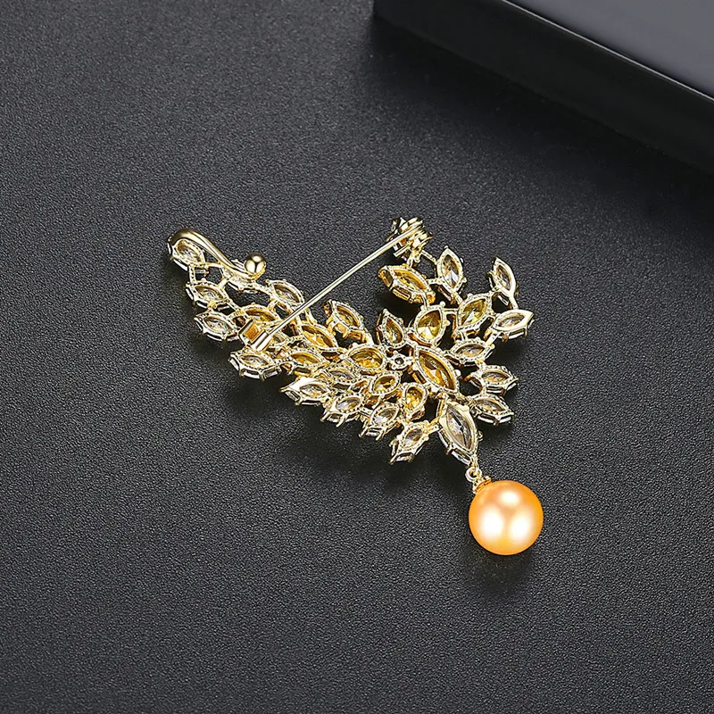 Женские булавки с жемчугом FXLRY элегантные белого цвета цирконом класса ААА для