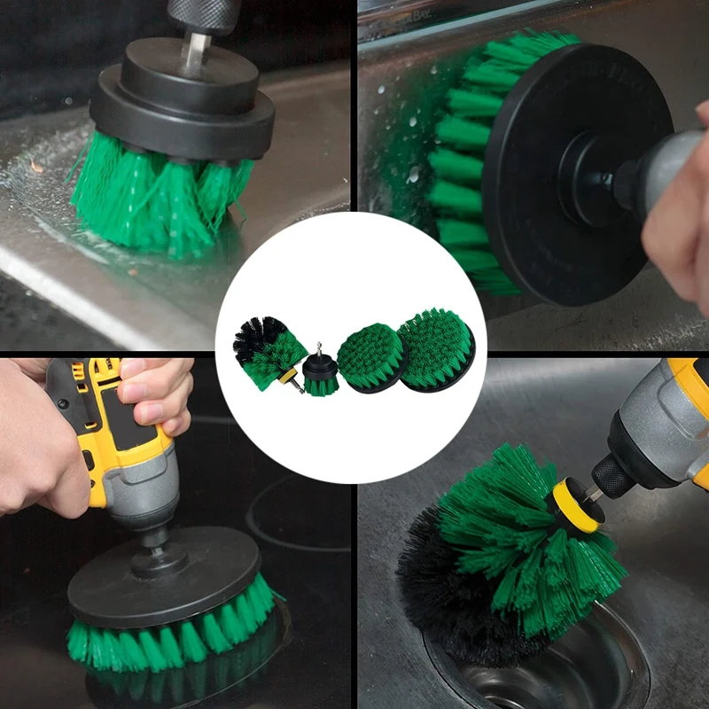

4-Piece Drill Brush Cleaning Tool Accessory Kit for Cleaning Dirt,Showers,Bathtubs and General-Purpose Scrubs
