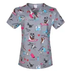 Женский скраб-топ с v-образным вырезом из 100% хлопка с принтом, униформа для медсестры, скраб-Топ s для женщин