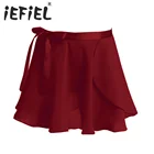 Детская балетная юбка для девочек, шифоновая балетная танцевальная юбка-пачка, детское гимнастическое трико, базовая Классическая шифоновая Мини-юбка с запахом