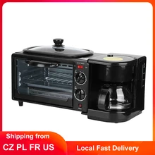 3 In 1 Breakfast Machine Multifunction Electric Oven Coffee Maker Egg Omelette Frying Pan Non Stick Grill Mini Bread Pizza Oven