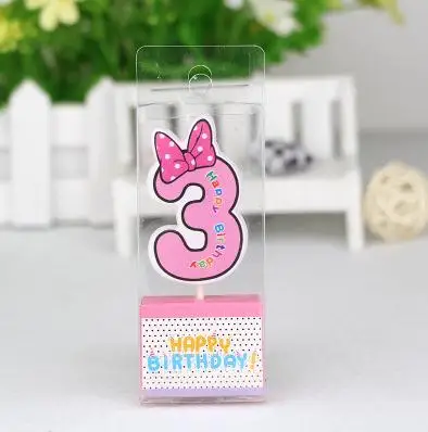 Minnie 3 Свечи на день рождения с изображением Мышь Свеча на торт ко дню рождения торт украшения для кексов вечерние изделия для декорации Anniversaire Минни-Маус - Цвет: Minnie 3