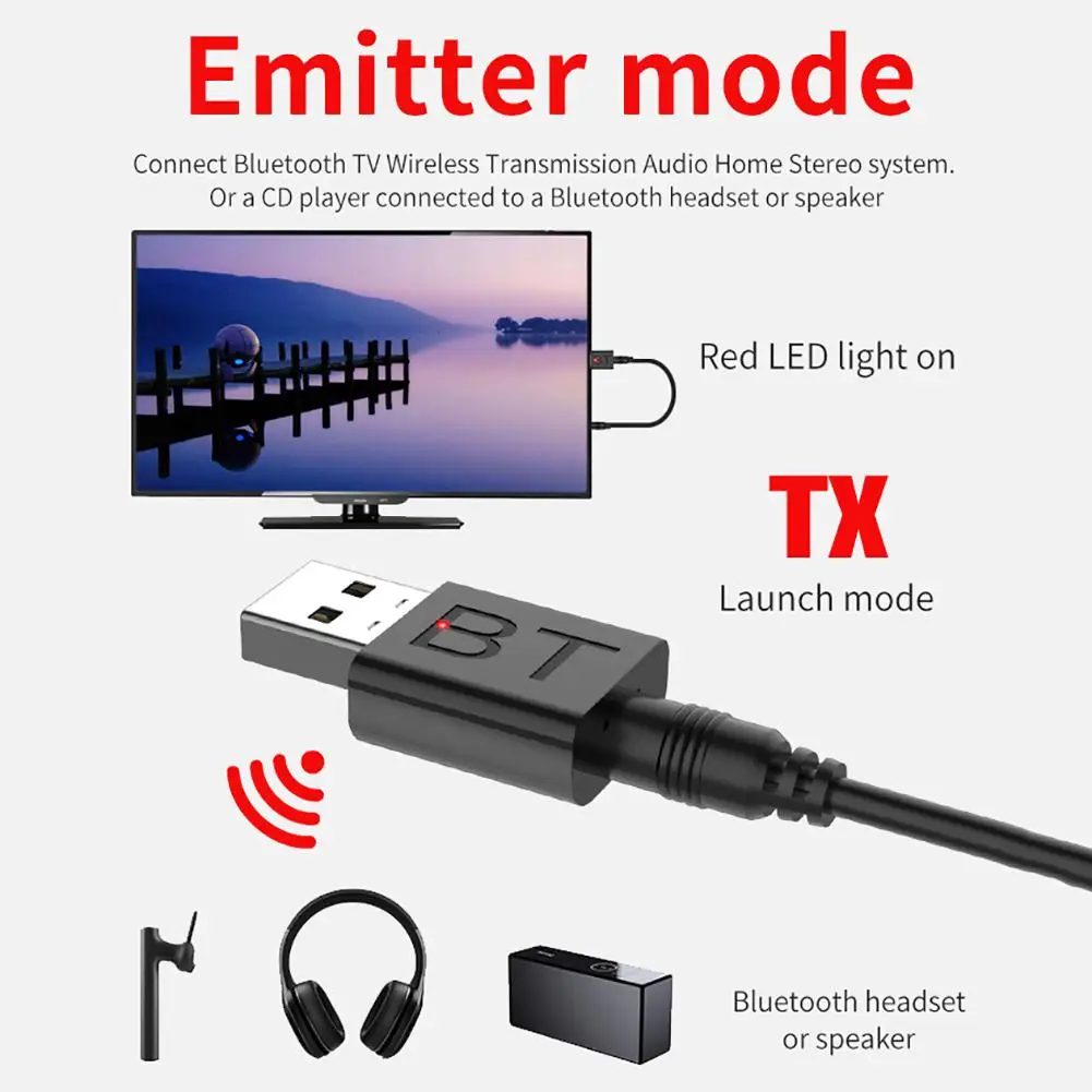 Bluetooth 5,0-тон bluetooth-приемник 2-в-1 Бесплатный полный привод Plug And Play Bluetooth адаптер для портативных ПК клавиатура и мышь для компьютера