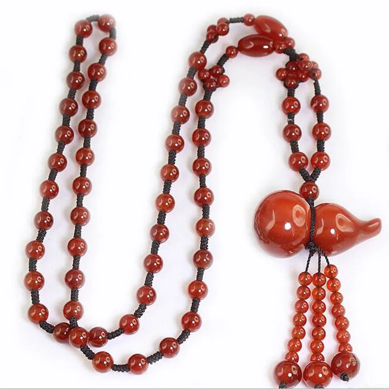 Нефритовое ожерелье цепочка для свитера натуральный красный агат и бусины их