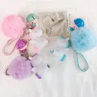 Милый плюшевый помпон, единорог, брелок, Круглый Помпон из искусственного кроличьего меха