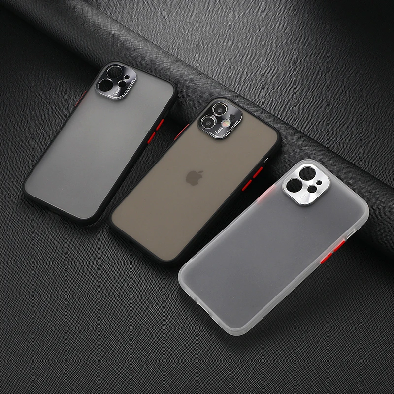 

Metal Eye Protection Phone Case For iPhone 12 11 X XR XS Pro Max 7 8Plus SE 2020 Protect The Camera PC+TPU Matte Back Cover