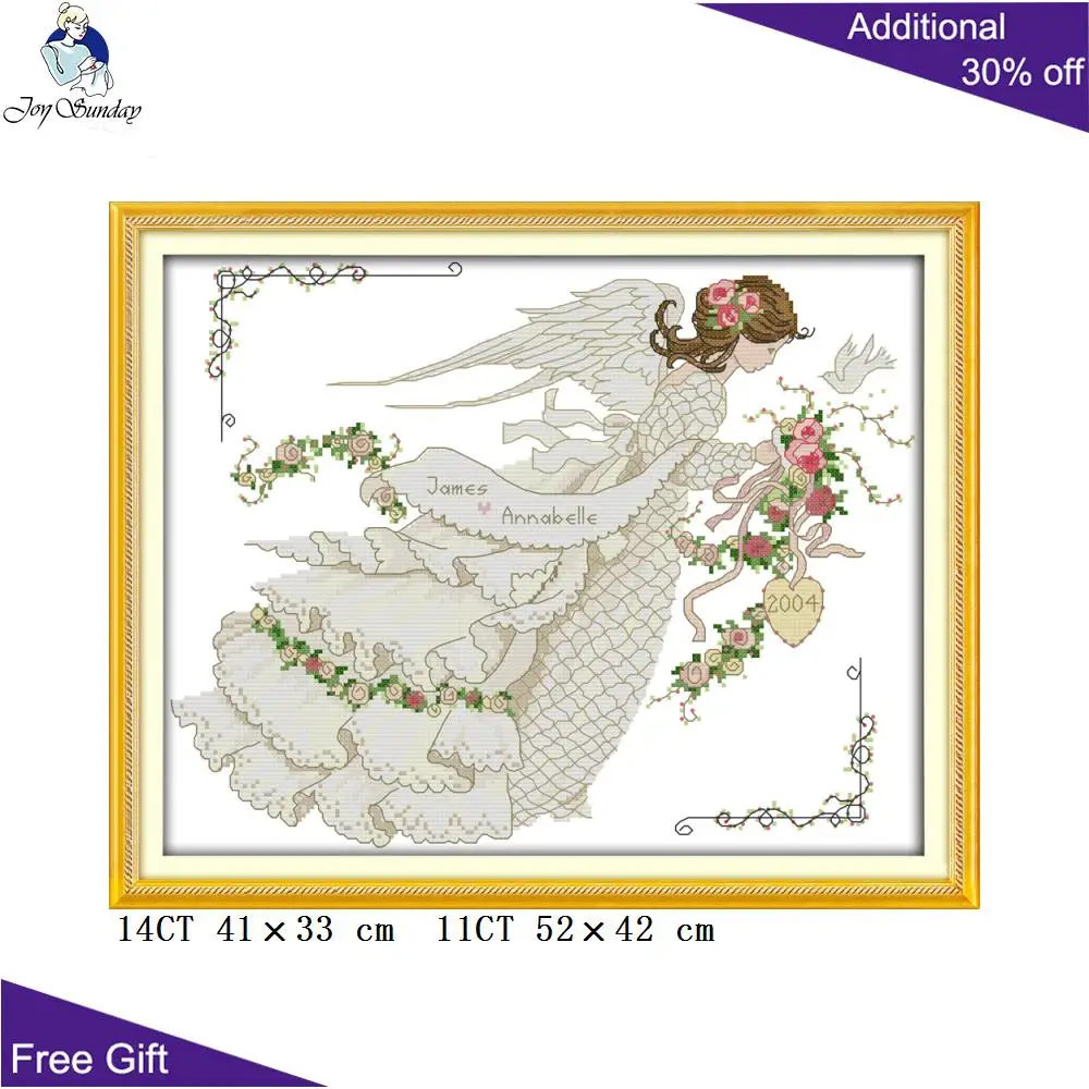 Joy Sunday Свадебный Ангел домашний декор C401 14CT 11CT посчитано и отпечатанное цветочное