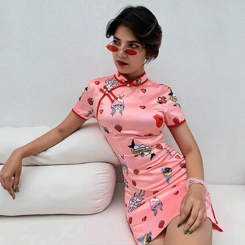 2021 милое розовое летнее платье для женщин женские Винтажные ботинки в китайском