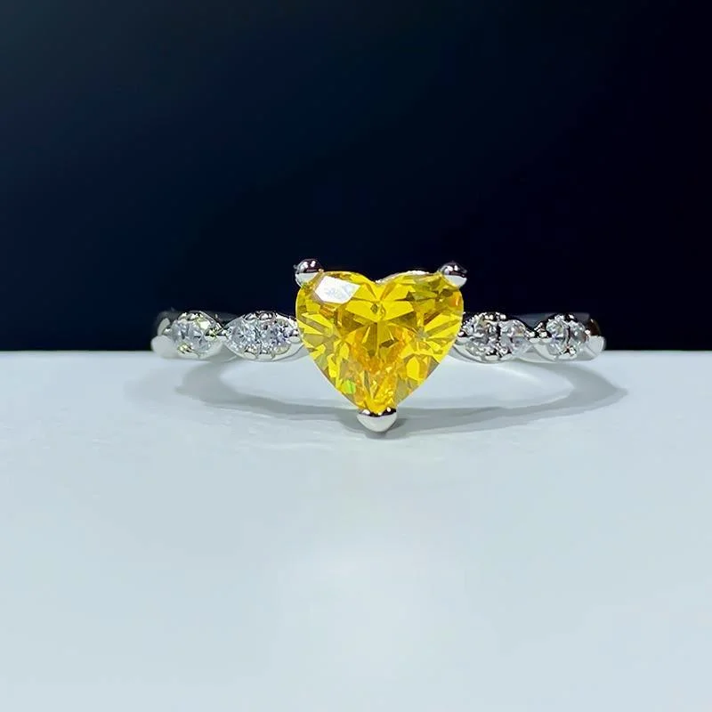

2021 Шарм Сердце квадратный цитрин кольца из розовых драгоценных камней для женщин праздник день рождения Изящные Ювелирные изделия Подарки