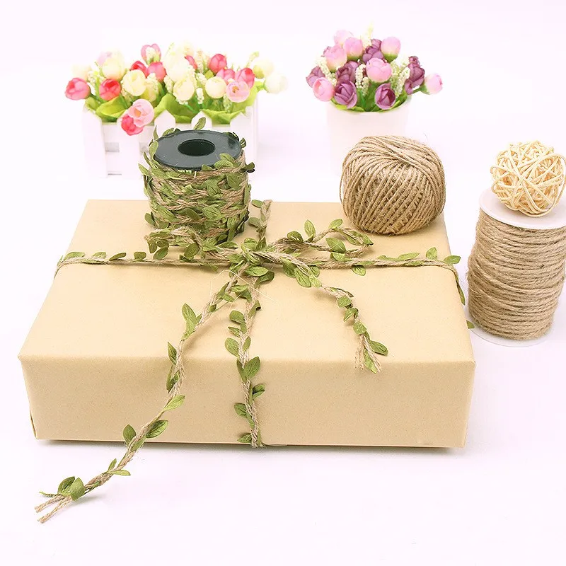

10 м DIY Имитация плетения пеньковая веревка зеленая листья из ротанга веревка для вечерние 5 мм широкий Винтажный стиль обручальное Рождеств...