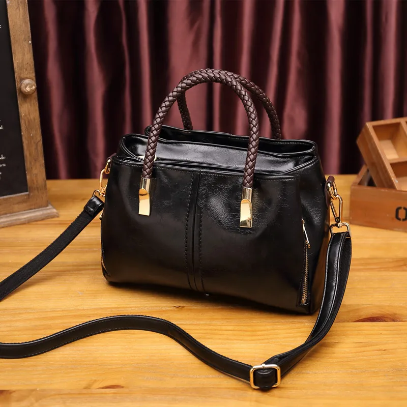 

Vintage Quality Leather Luxury Ladies Bag Brand Designer Woemen Handbag Solid Color Crossbody Tote Girls Shoulder Bolsa Feminina