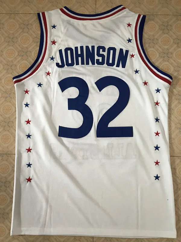32 магический Джонсон 1983 All Star West белый баскетбольный Джерси сшитый под заказ