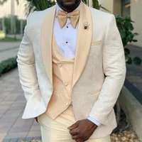 3 piece wedding bridegroom tuxedos floral pattern slim fit men suits jacket vest with pants african male fashion blazer 2021