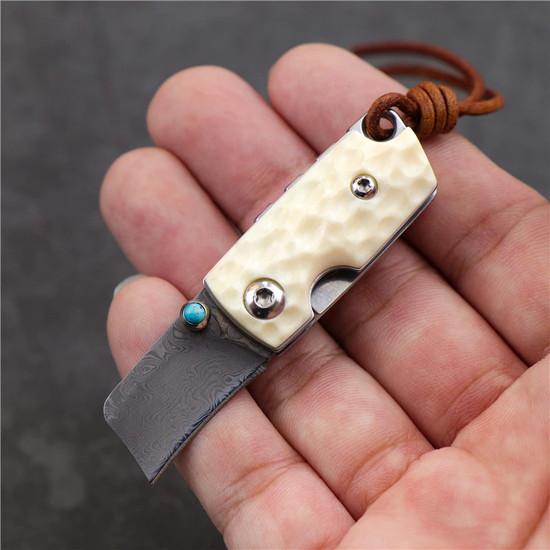 Складной нож из дамасской стали карманный мини-нож для кемпинга и фруктов острый