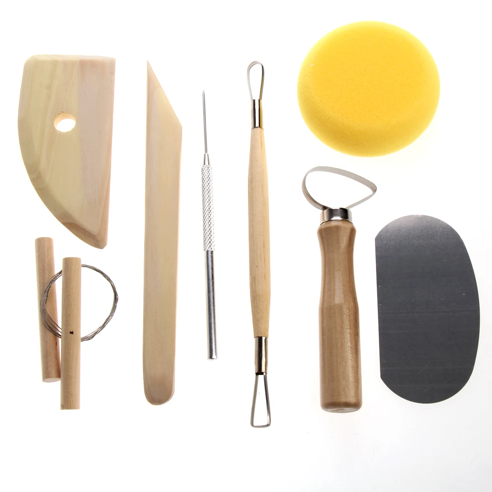 

8pcs Clay Ceramics Molding Wood Knife Pottery Stainless Steel Wood Sponge