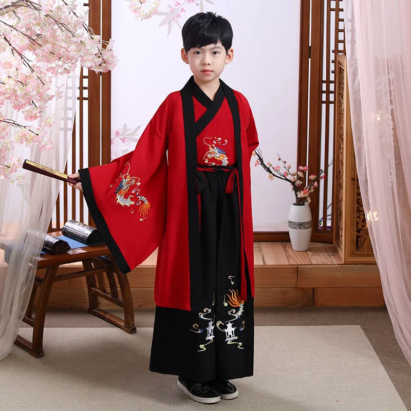 

Китайский Hanfu костюмы для маленьких мальчиков комплект для детей костюм в античном стиле Традиционные вечерние костюмы для народных танцев...