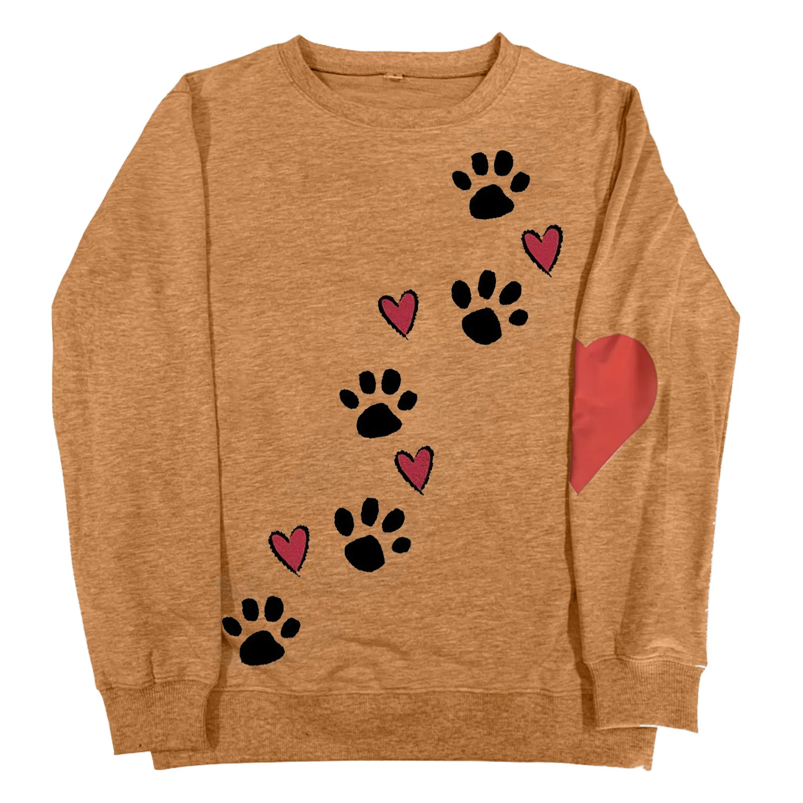 Женская толстовка с принтом в виде собачьей лапы круглым вырезом и длинным