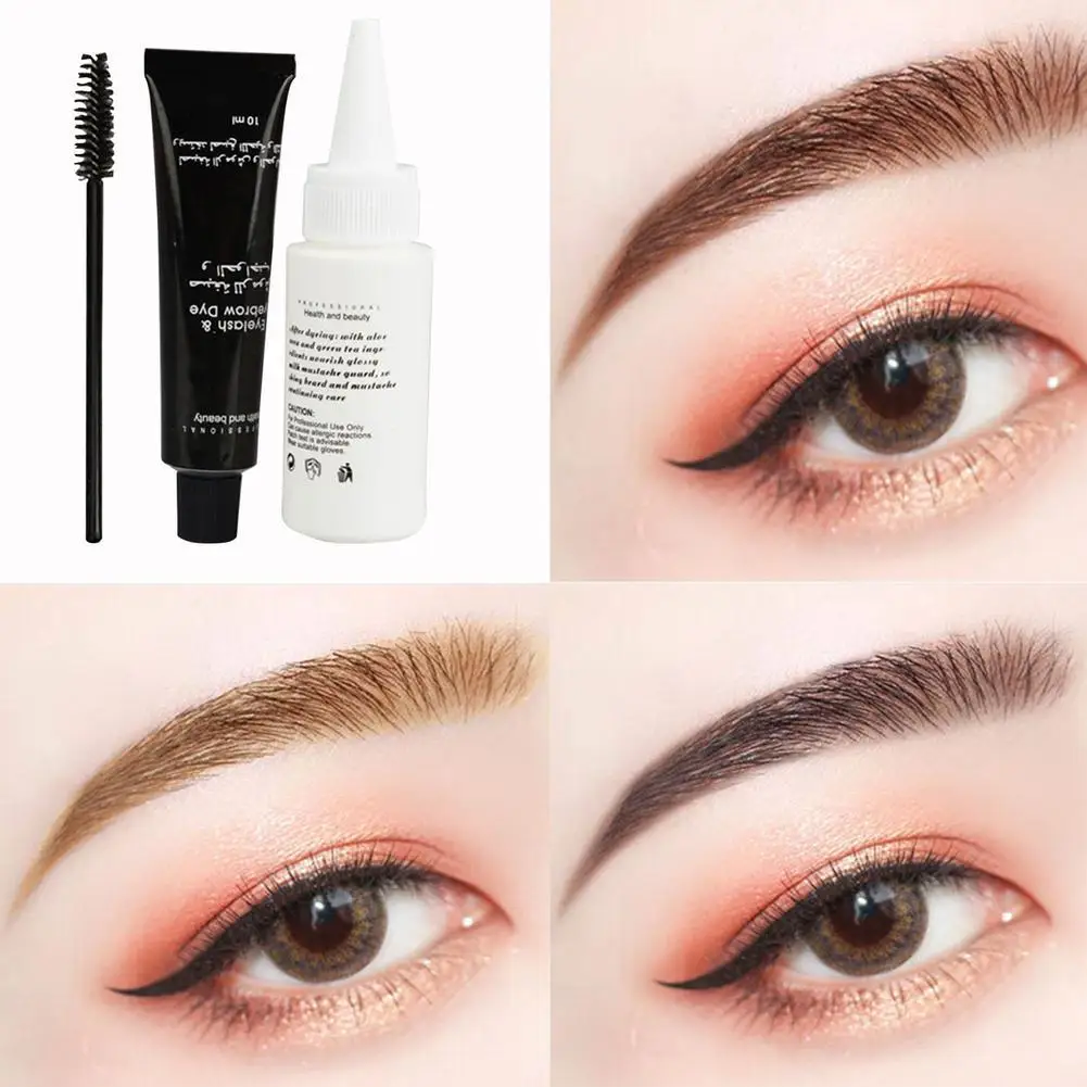 1 Set Eyebrow Dye Kit Eyelashes Cream Professional Plant Natural Color Brown Easy Gel Tint Brow Black O9V7 | Красота и здоровье