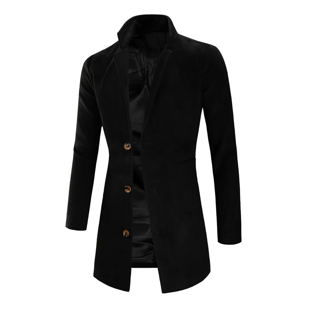 Мужское шерстяное пальто средней длины, длинная куртка, верхняя одежда, деловая повседневная одежда для офиса, Peacoat2022