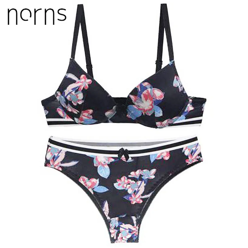 

Norns, классический черный принт, женские модные бюстгальтеры пуш-ап, комплекты нижнего белья, хлопковый кружевной бюстгальтер белого размера...