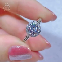 wholesale real moissanite ring 1 carat resizable adjustable rings for women girlfriend gift birthday present luxury fine jewelry