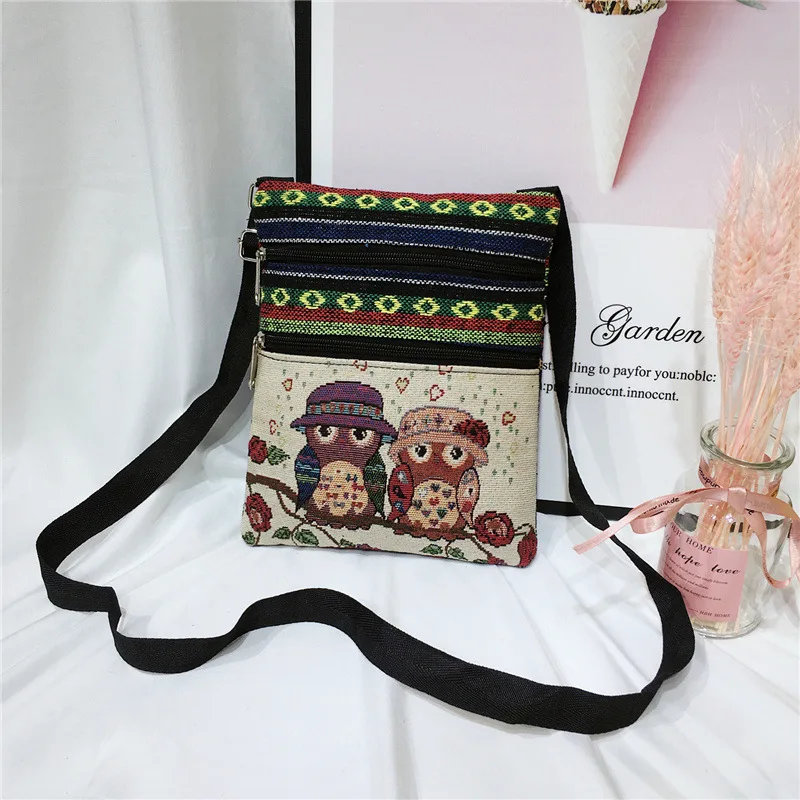 Женская мини-сумка с мультяшным принтом совы сумка-конверт на плечо повседневный